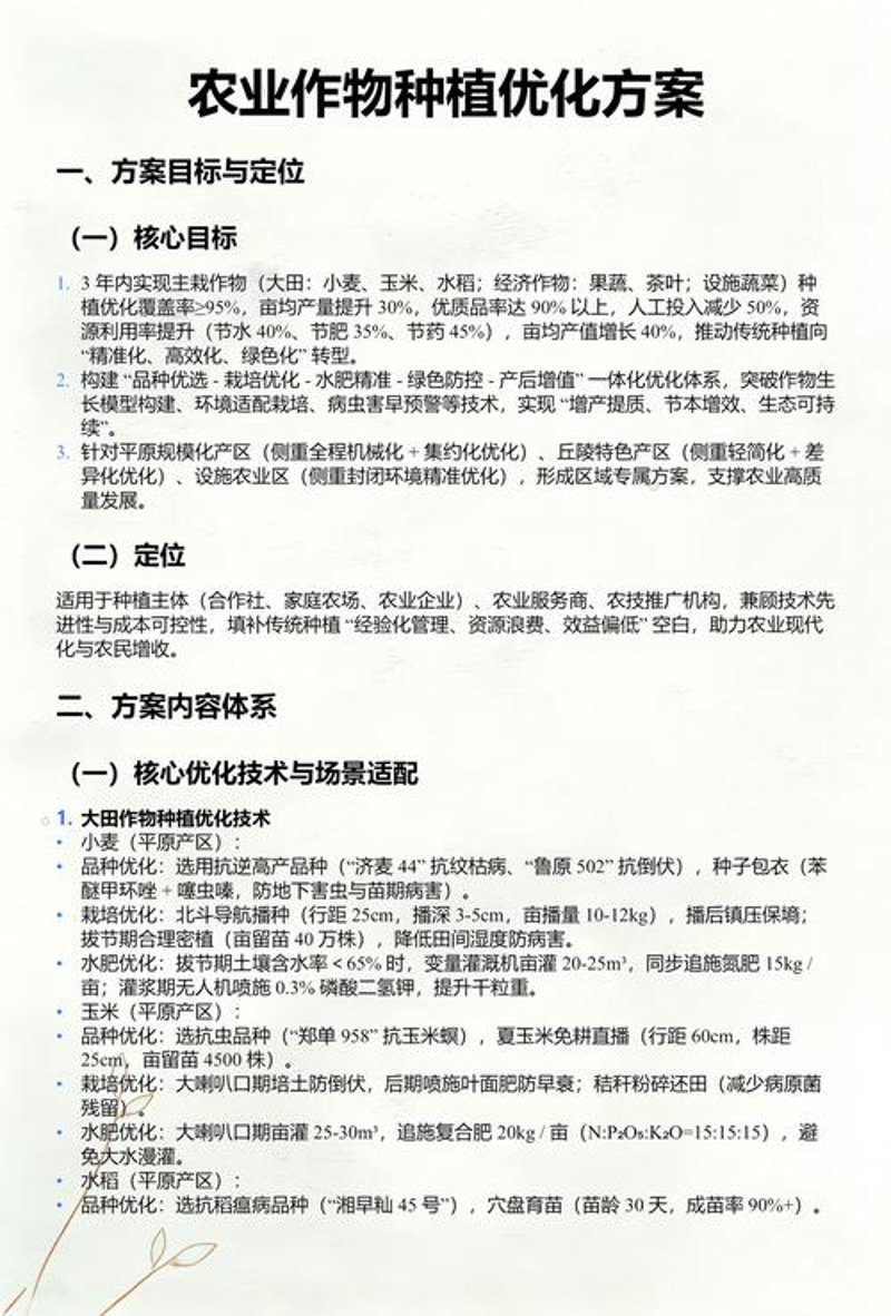 作物种植方案